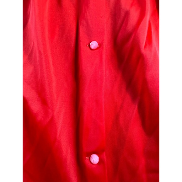 Red satiny sheet robe vtg pleats and ruffles unknown size - Picture 2 of 8